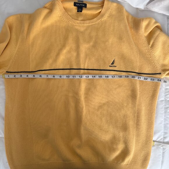 Nautica Other - Nautica Y2K Mens Pullover Sweater 100% Cotton Yellow With Dark Stripe XL